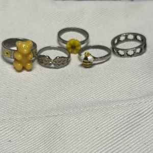 5 ring package:sunflower and bear, leaf, bee, sunflower, flower